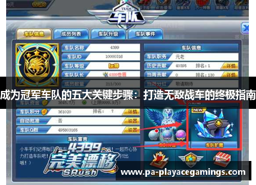 成为冠军车队的五大关键步骤：打造无敌战车的终极指南